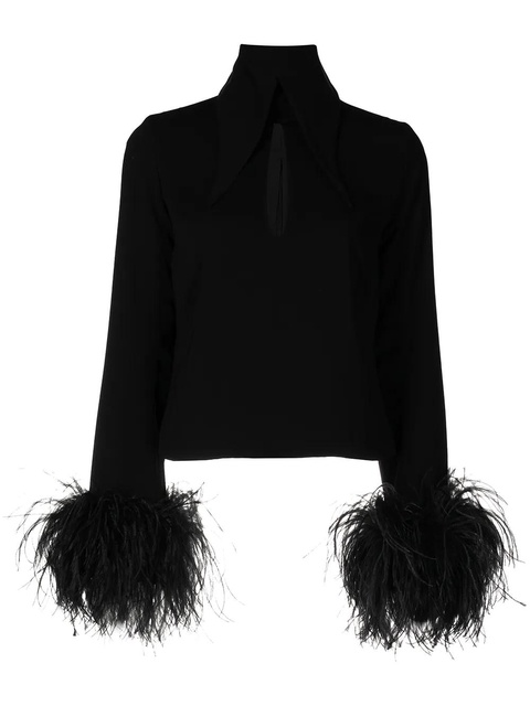 16Arlington feather-trim cut-out blouse - Black - zdjęcie produktu nr 1