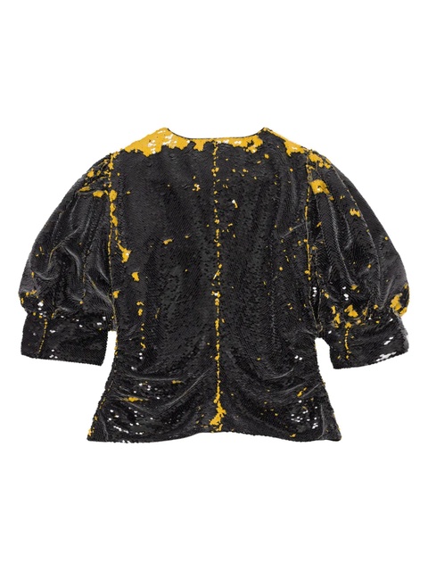 GANNI sequinned puff-sleeve blouse - Black - zdjęcie produktu nr 2