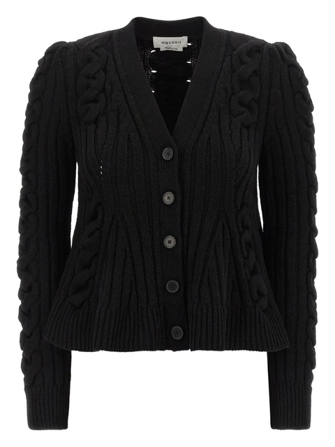 Alexander McQueen braided-knit cardigan - Black - zdjęcie produktu nr 2
