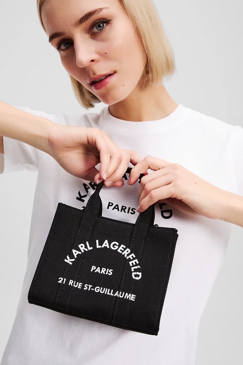 Karl Lagerfeld torebka bawełniana kolor czarny A3W50118 - zdjęcie produktu nr 2
