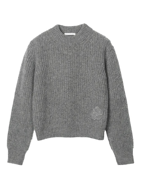 Cecilie Bahnsen Bega fisherman knit flower appliqué pullover - Grey - zdjęcie produktu nr 1