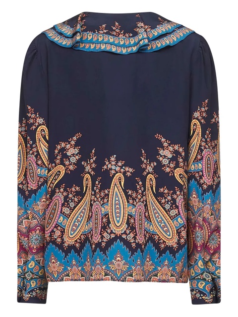ETRO paisley-print ruffled top - Blue - zdjęcie produktu nr 2