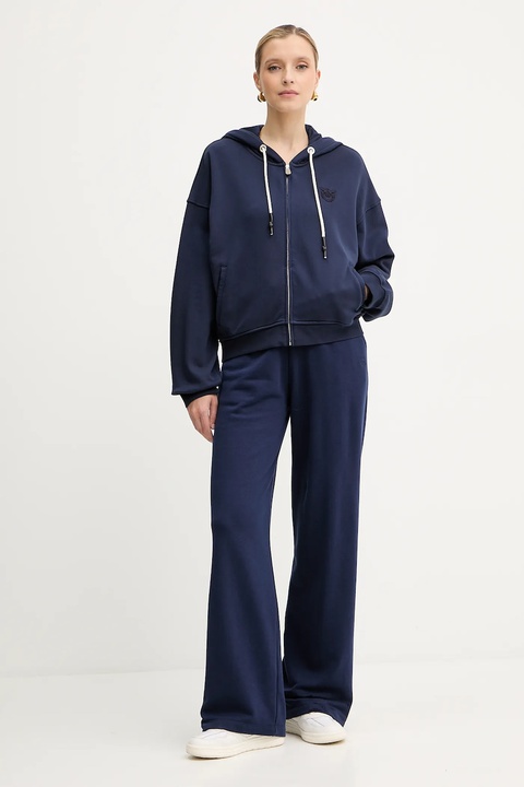 Pinko bluza bawełniana damska kolor granatowy z kapturem gładka 105509 A2RB - zdjęcie produktu nr 2