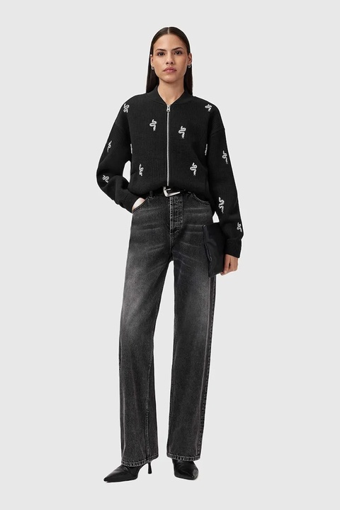 AllSaints kurtka RHEA kolor czarny przejściowa oversize W172JD - zdjęcie produktu nr 2