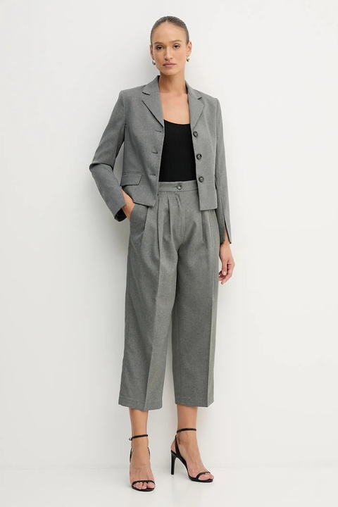 Sisley spodnie damskie kolor szary fason cygaretki high waist 4V99LF07S - zdjęcie produktu nr 2