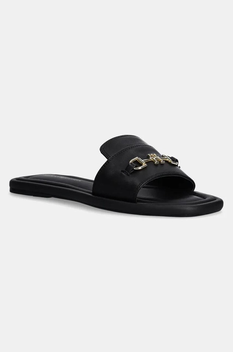 Tommy Hilfiger klapki skórzane LEATHER HORSEBIT MULE damskie kolor czarny FW0FW08420 - zdjęcie produktu nr 1