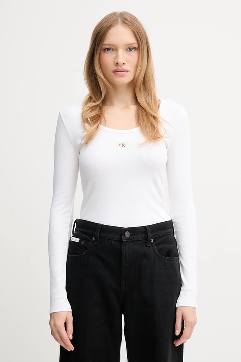 Calvin Klein Jeans longsleeve kolor biały LV047D218G - zdjęcie produktu nr 1