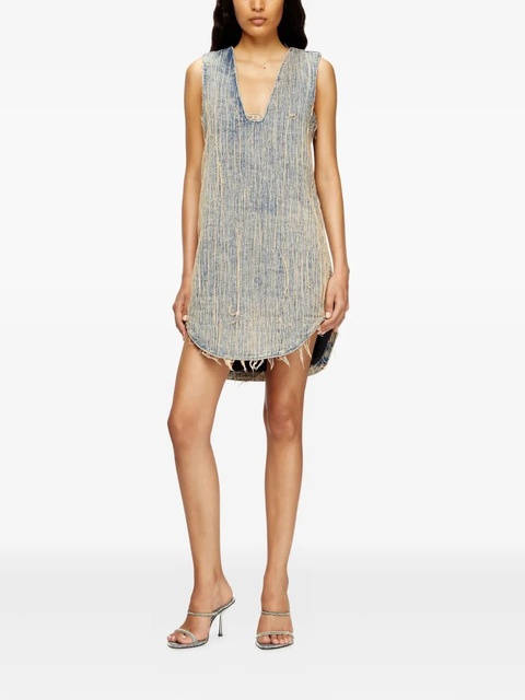 Diesel De Laris frayed V-neck asymmetric day dress - Blue - zdjęcie produktu nr 2