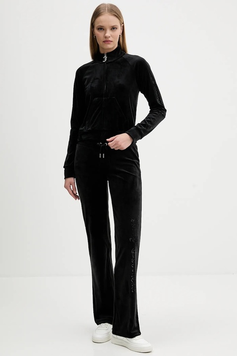 Juicy Couture bluza welurowa damska kolor czarny z aplikacją JCWCT225308 - zdjęcie produktu nr 1