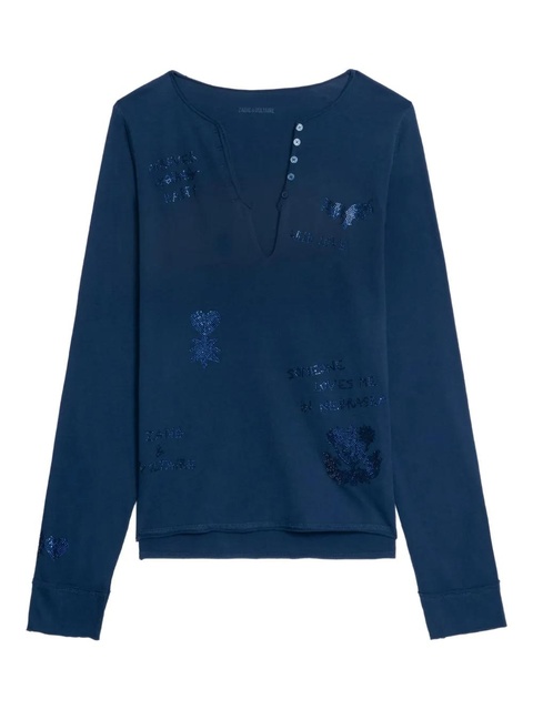 Zadig&Voltaire embellished V-neck top - Blue - zdjęcie produktu nr 1