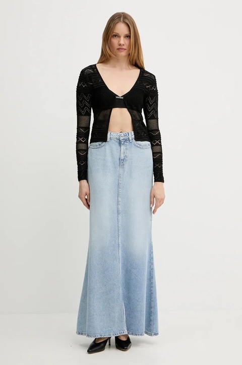 Guess spódnica jeansowa THAISS kolor niebieski maxi prosta W5GD83 D5B96 - zdjęcie produktu nr 2