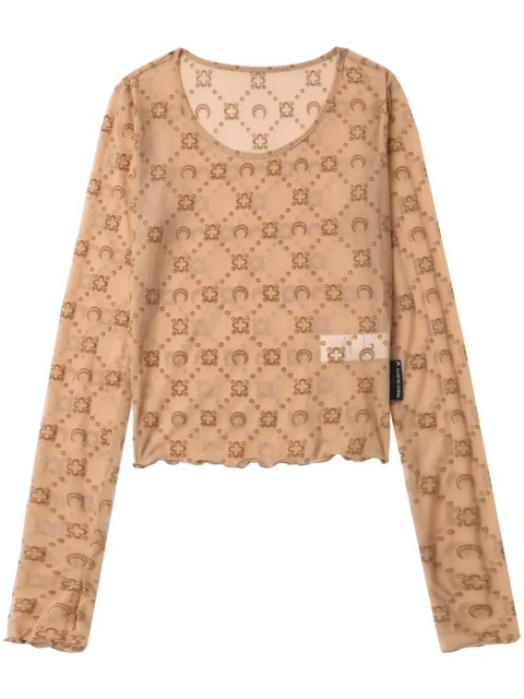 Marine Serre monogram crewneck top - Neutrals - zdjęcie produktu nr 1