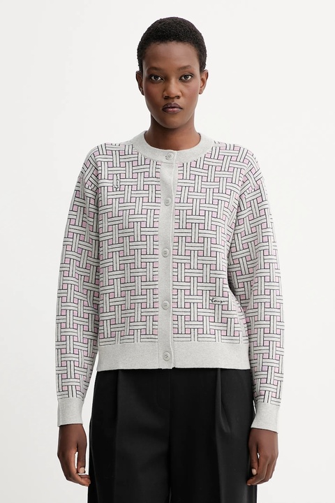 Kenzo kardigan z dodatkiem wełny damski kolor szary lekki FF62CA7033CQ - zdjęcie produktu nr 1