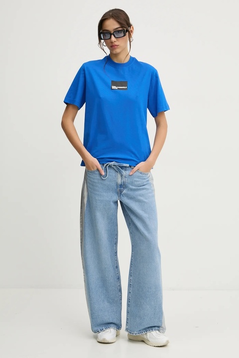 Karl Lagerfeld Jeans t-shirt bawełniany damski kolor niebieski A1W17006 - zdjęcie produktu nr 2