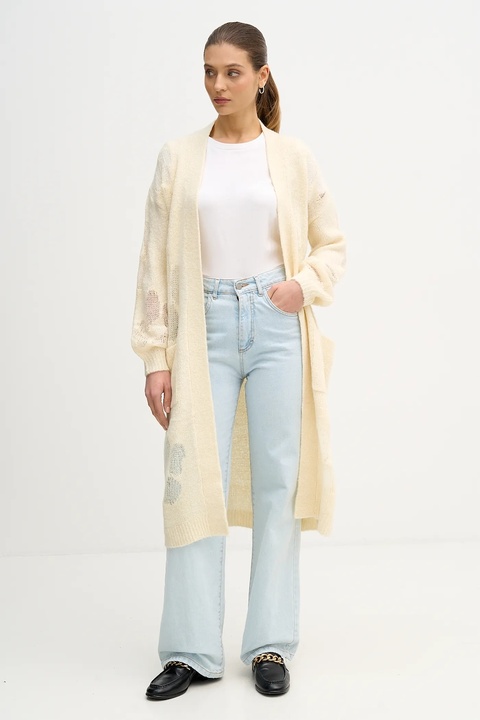 United Colors of Benetton sweter z dodatkiem wełny damski kolor beżowy 18L4EN00J - zdjęcie produktu nr 1