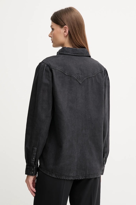 Pepe Jeans koszula damska kolor czarny regular z kołnierzykiem klasycznym PL3051236 - zdjęcie produktu nr 2