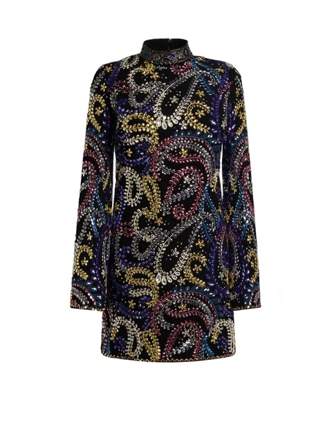 ETRO paisley-embroidered mini dress - Black - zdjęcie produktu nr 2