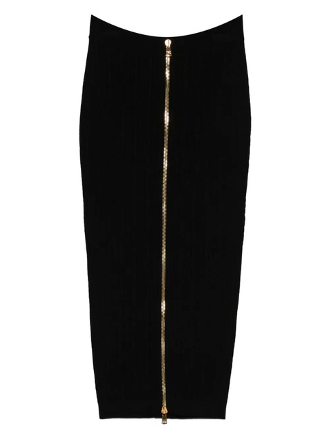 Balmain cable-knit button-front midi fitted skirt - Black - zdjęcie produktu nr 1