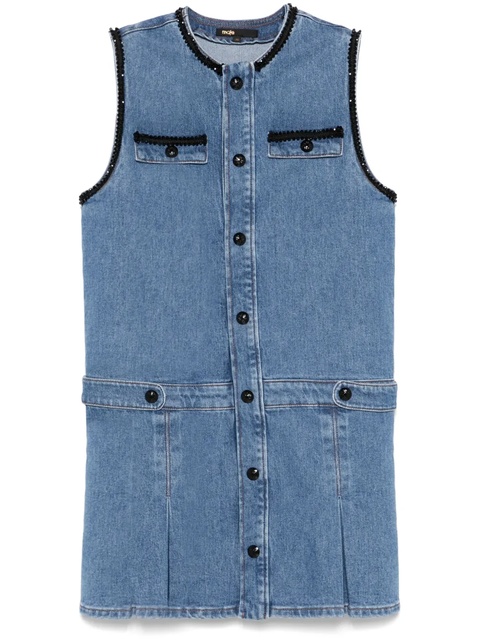 Maje embroidered-trim denim mini dress - Blue - zdjęcie produktu nr 1