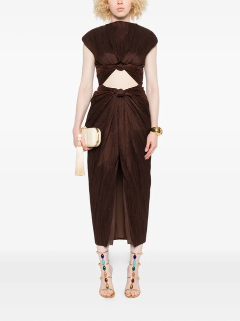 Cult Gaia Inaya plissé knot-detail midi dress - Brown - zdjęcie produktu nr 2