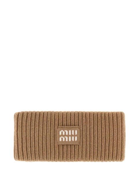 Miu Miu ribbed logo headband - Brown - zdjęcie produktu nr 2