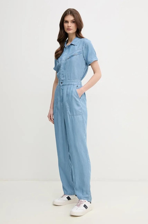 Pepe Jeans kombinezon ESMERALDA kolor niebieski z kołnierzykiemm PL230510 - zdjęcie produktu nr 1