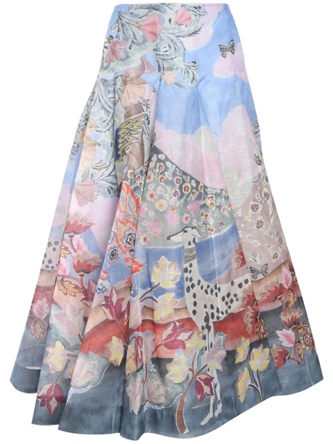 ZIMMERMANN illustration-print pleated skirt - Pink - zdjęcie produktu nr 1