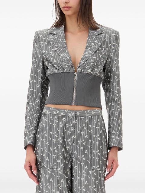 GANNI jacquard cropped blazer - Grey - zdjęcie produktu nr 2