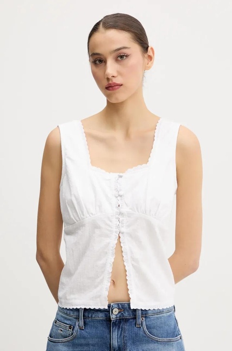 Superdry top bawełniany damska kolor biały gładka W6012019A-04C - zdjęcie produktu nr 1