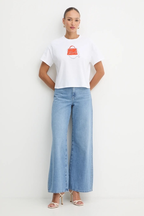 Karl Lagerfeld t-shirt bawełniany damski kolor biały B1W17026 - zdjęcie produktu nr 2