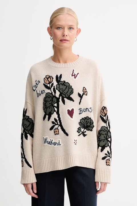 Weekend Max Mara sweter wełniany PAVIDI damski kolor beżowy lekki 2525366262600 - zdjęcie produktu nr 1