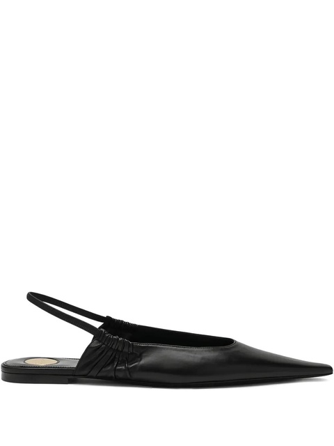 Saint Laurent Biarritz pointed ruched ballet flats - Black - zdjęcie produktu nr 1
