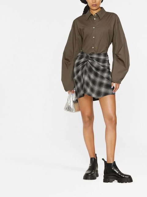 MARANT ÉTOILE gathered-detail check-pattern skirt - Grey - zdjęcie produktu nr 2