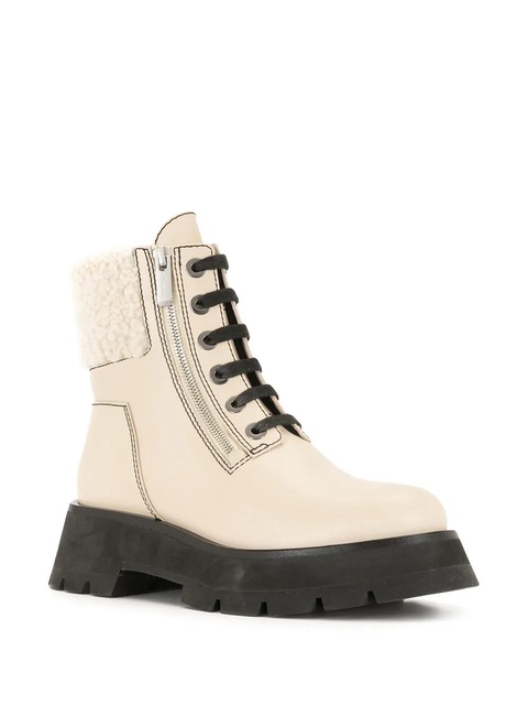 3.1 Phillip Lim shearling-trimmed leather ankle boots - Neutrals - zdjęcie produktu nr 2