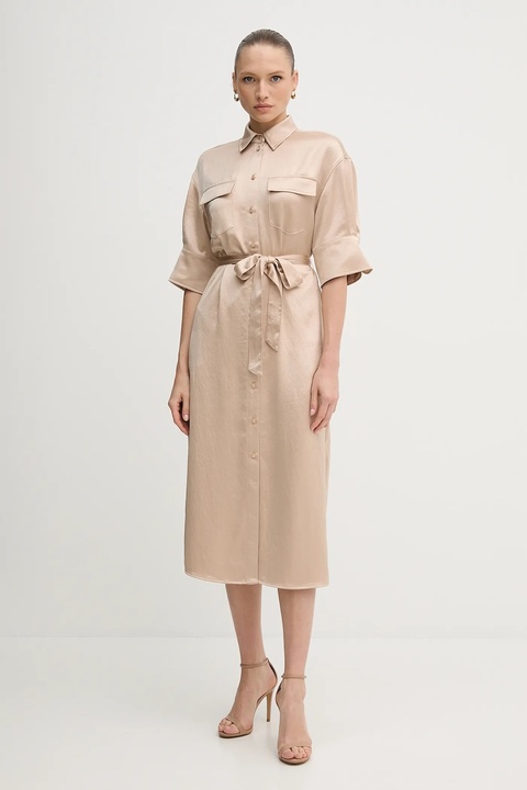 Marc Aurel sukienka kolor beżowy midi prosta 6553-2000-93424 - zdjęcie produktu nr 1