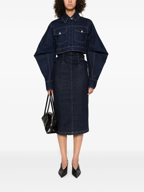 Sportmax curved-sleeve denim jacket - Blue - zdjęcie produktu nr 1