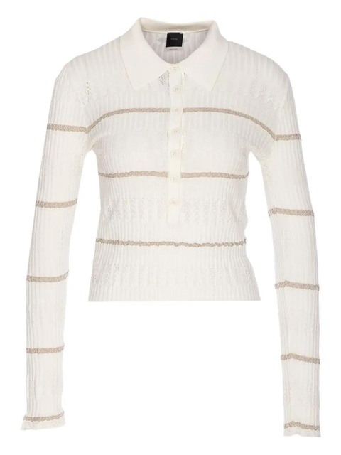 PINKO stripe-ribbed polo top - White - zdjęcie produktu nr 1