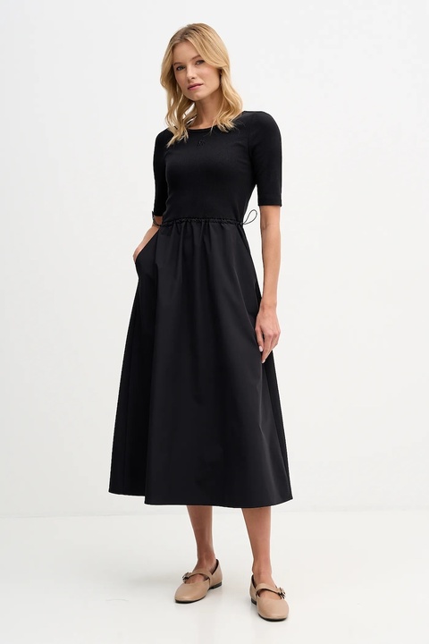 Dkny sukienka kolor czarny midi rozkloszowana DJ5D9113 - zdjęcie produktu nr 2