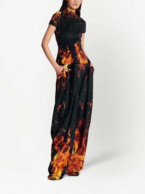 Balmain fire print velvet top - Black - zdjęcie produktu nr 1