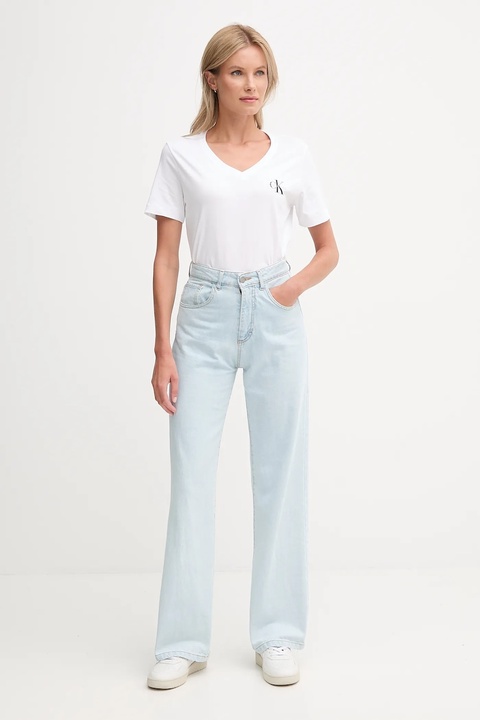 Calvin Klein Jeans t-shirt bawełniany 2-pack damski kolor pomarańczowy LV047C906G - zdjęcie produktu nr 2