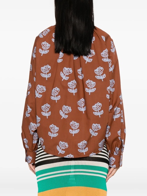 Marni rose-print cotton shirt - Brown - zdjęcie produktu nr 2