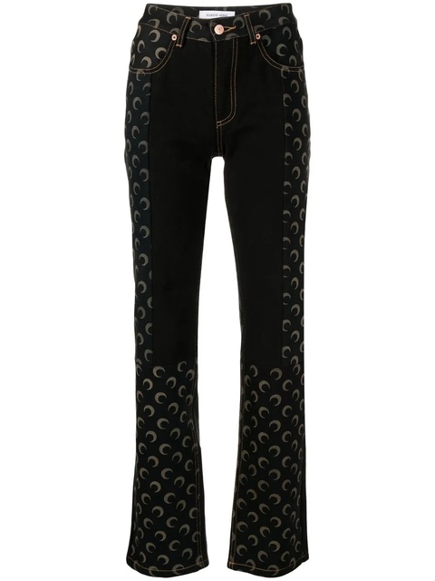 Marine Serre crescent moon-print straight-leg jeans - Black - zdjęcie produktu nr 1