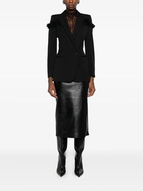 Alexander McQueen fringed-detail single-breasted blazer - Black - zdjęcie produktu nr 2