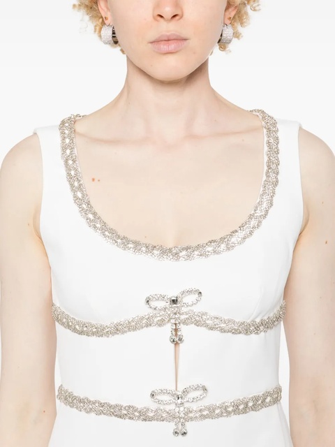 Self-Portrait bow-detail crystal-trim minidress - White - zdjęcie produktu nr 2