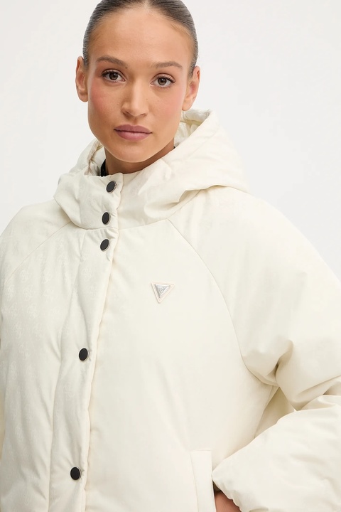 Guess kurtka 4G kolor beżowy zimowa oversize V5BL07 WGLW2 - zdjęcie produktu nr 2