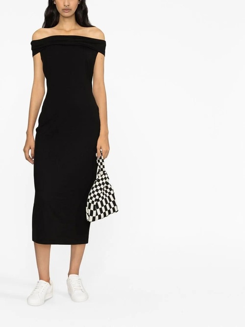 Reformation Jamen off-shoulder knitted midi dress - Black - zdjęcie produktu nr 1