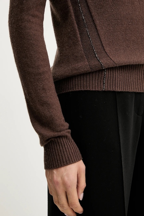 Silvian Heach sweter KARIM damski kolor brązowy lekki GPA25241MA - zdjęcie produktu nr 2
