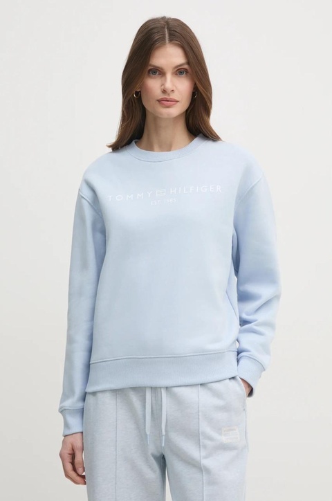 Tommy Hilfiger bluza damska kolor niebieski z nadrukiem WW0WW39791 - zdjęcie produktu nr 1