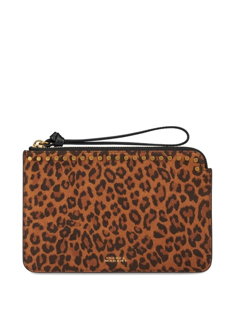 ISABEL MARANT leopard-print studded clutch bag - Brown - zdjęcie produktu nr 1