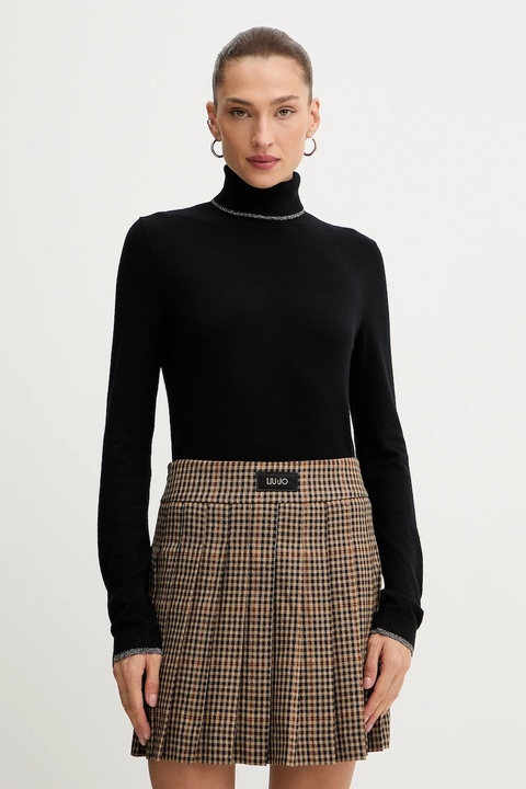 Liu Jo sweter damski kolor czarny lekki z golfem MF5229 MS49I - zdjęcie produktu nr 2